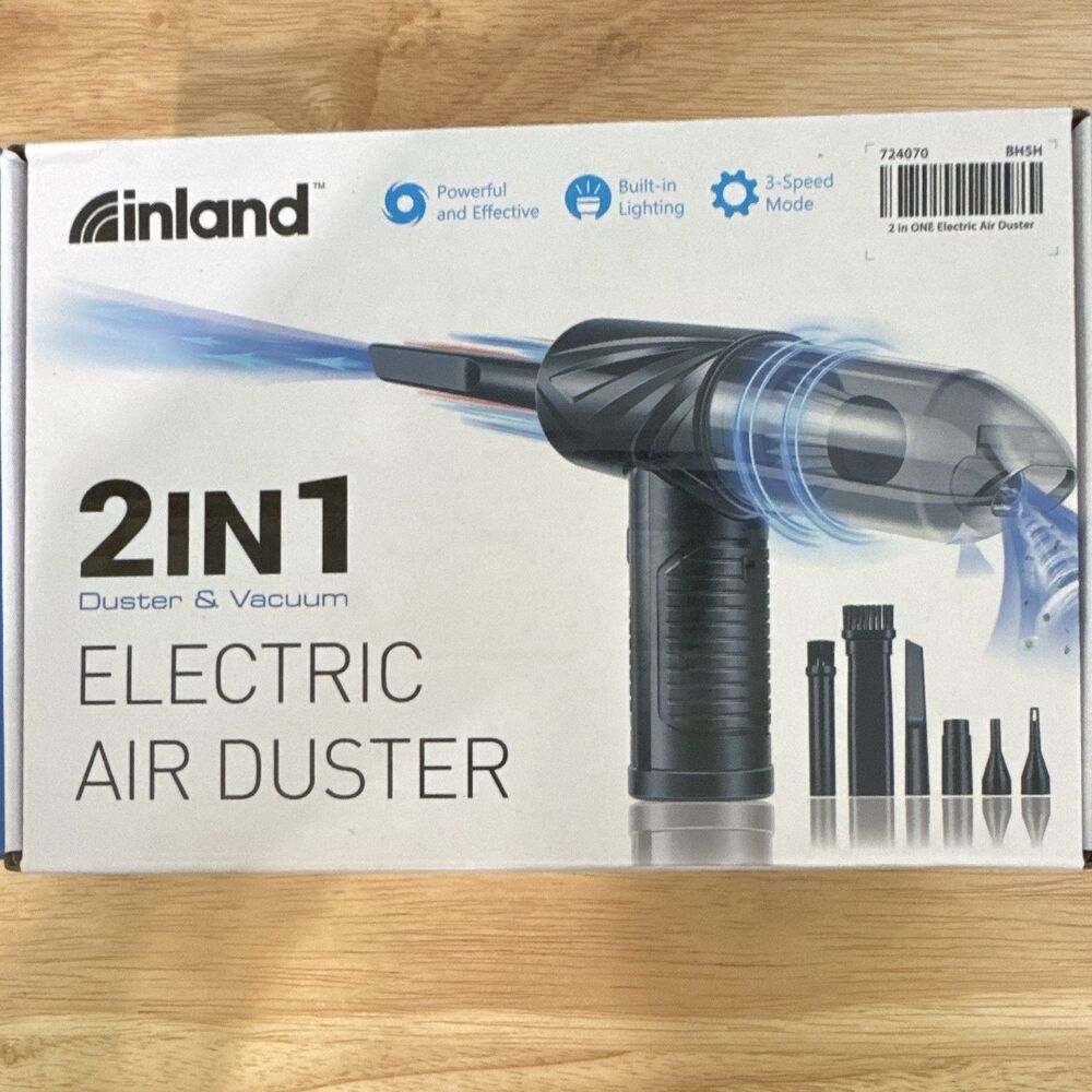 Inland 2-in-1 Electric Air Duster & Vacuum w/ Built-In Lighting, 3-Speed